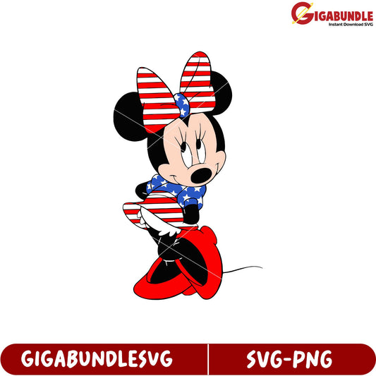 Minnie Mouse American Flag SVG Design for Crafts and Projects