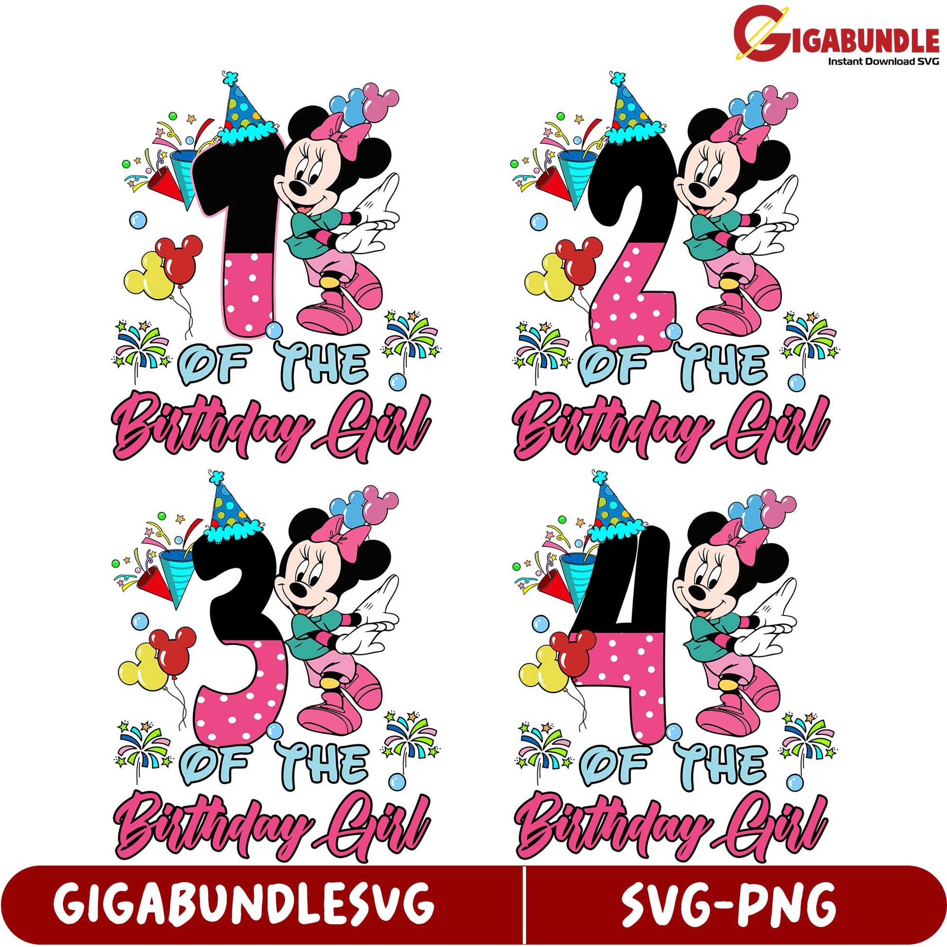 Minnie Mouse Birthday Girl SVG Bundle - Fun Party Designs