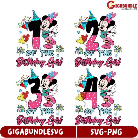 Minnie Mouse Birthday Girl SVG Bundle - Fun Party Designs