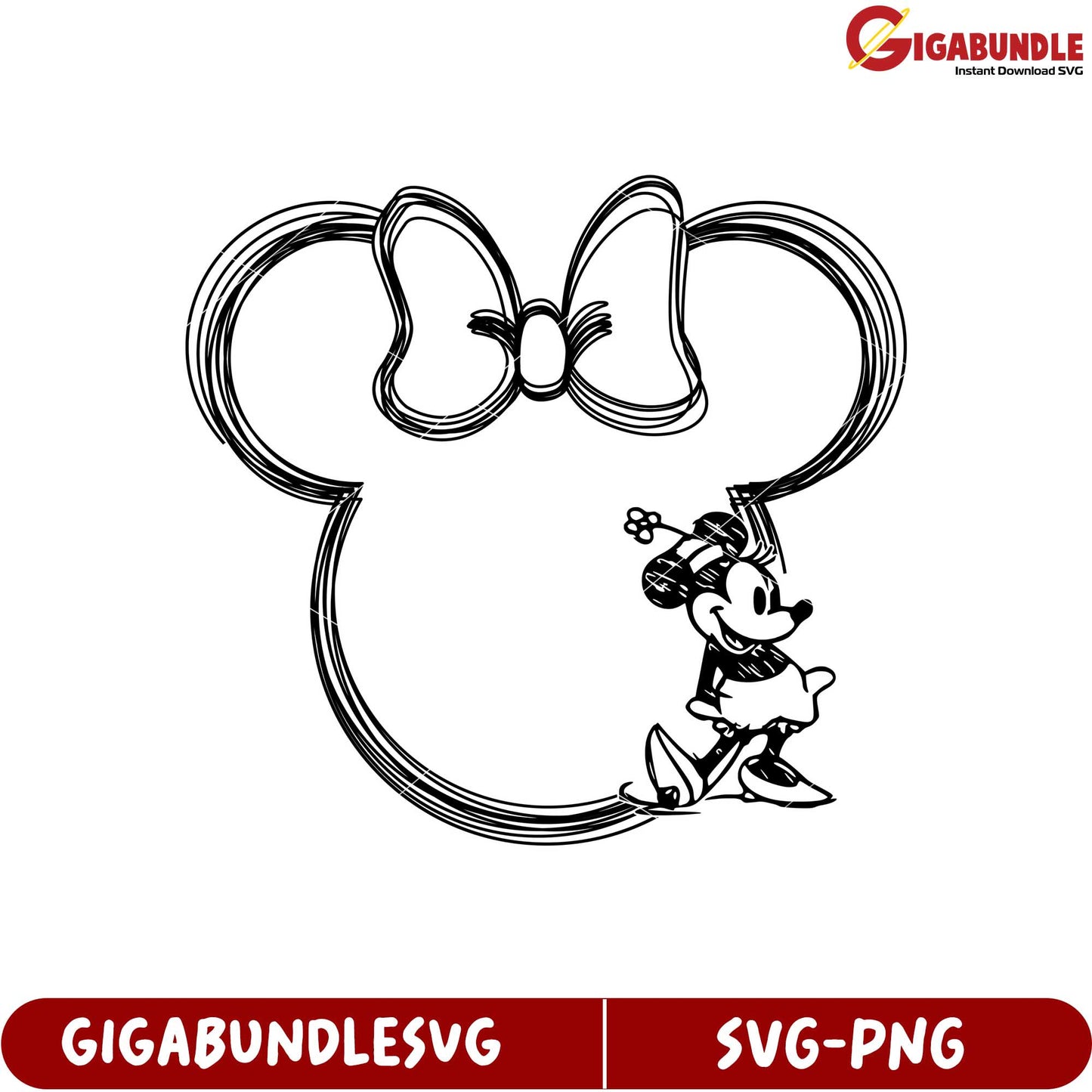 Minnie Mouse Bow and Outline SVG for Creative Projects and Crafts
