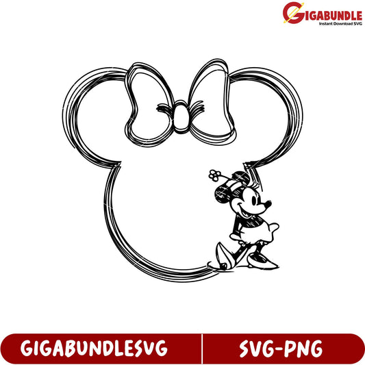 Minnie Mouse Bow and Outline SVG for Creative Projects and Crafts