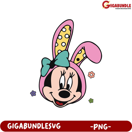 Minnie Mouse Bunny PNG  Cute Easter Graphic Design Download