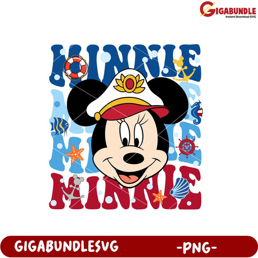 Minnie Mouse Captain Theme Graphic for Kids PNG Design