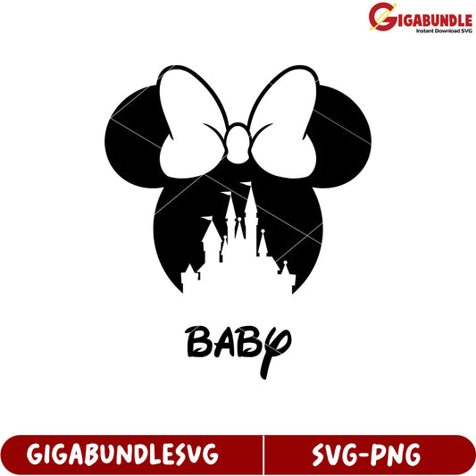 Minnie Mouse Castle Baby Design SVG File for Crafting and Printing