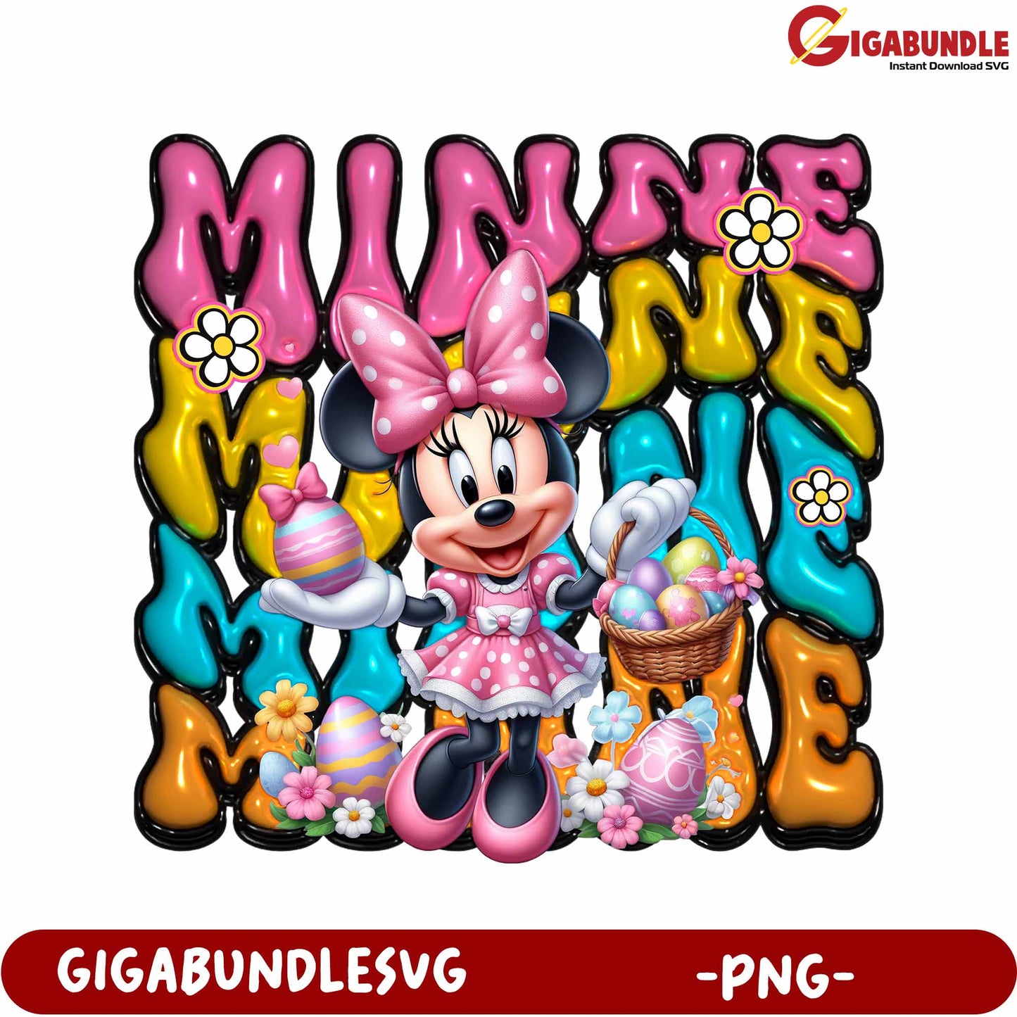 Minnie Mouse Colorful Easter PNG Design for Crafting Fun