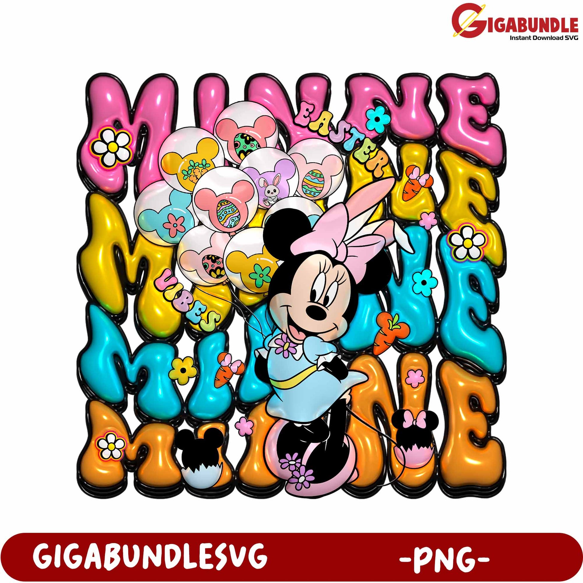 Minnie Mouse Easter Vibes PNG Design for Celebrations and Crafts