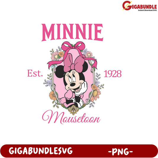 Minnie Mouse Floral Design Established 1928 PNG Product Download