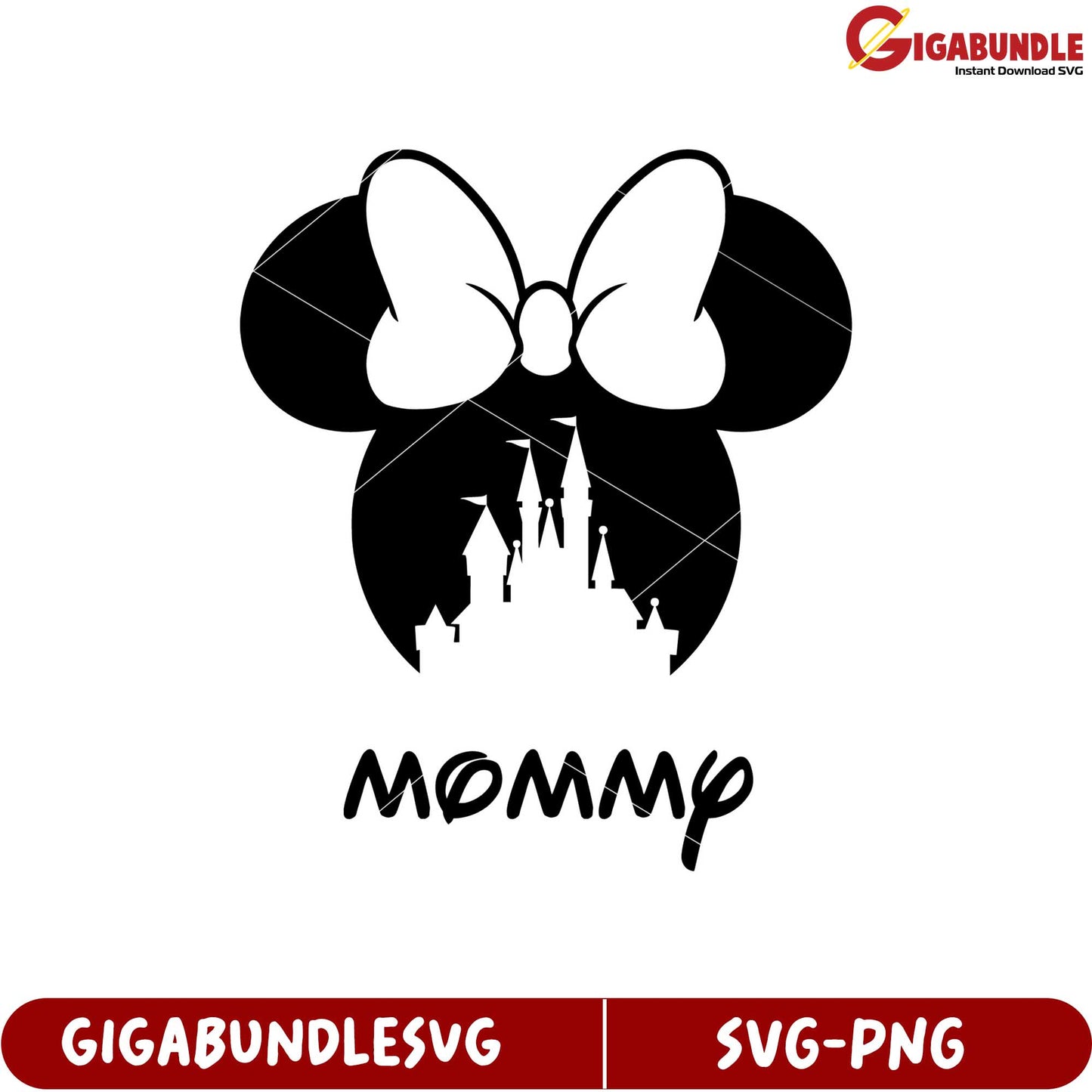 Minnie Mouse Inspired Castle Bow Design for Mom SVG Digital Download