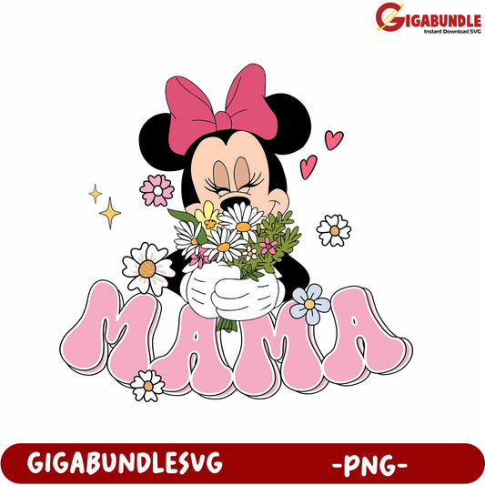 Minnie Mouse Mama Floral Design PNG for Celebrating Moms