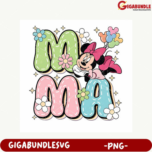 Minnie Mouse Mom Design Colorful Floral PNG Product