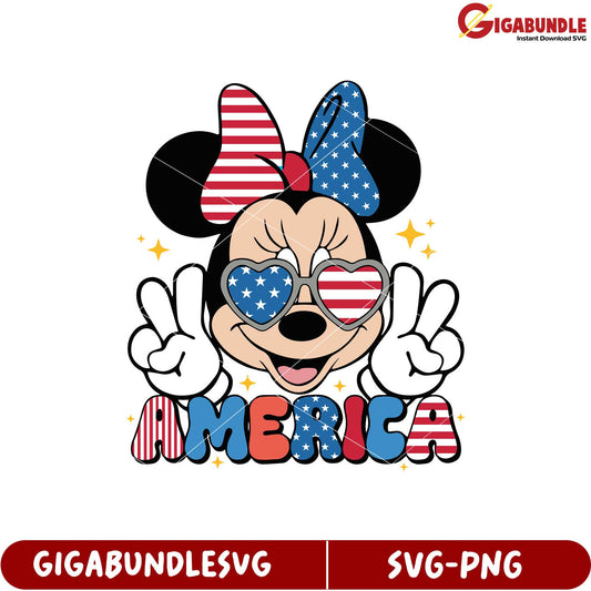 Minnie Mouse Patriotic SVG Design for Fourth of July Celebration