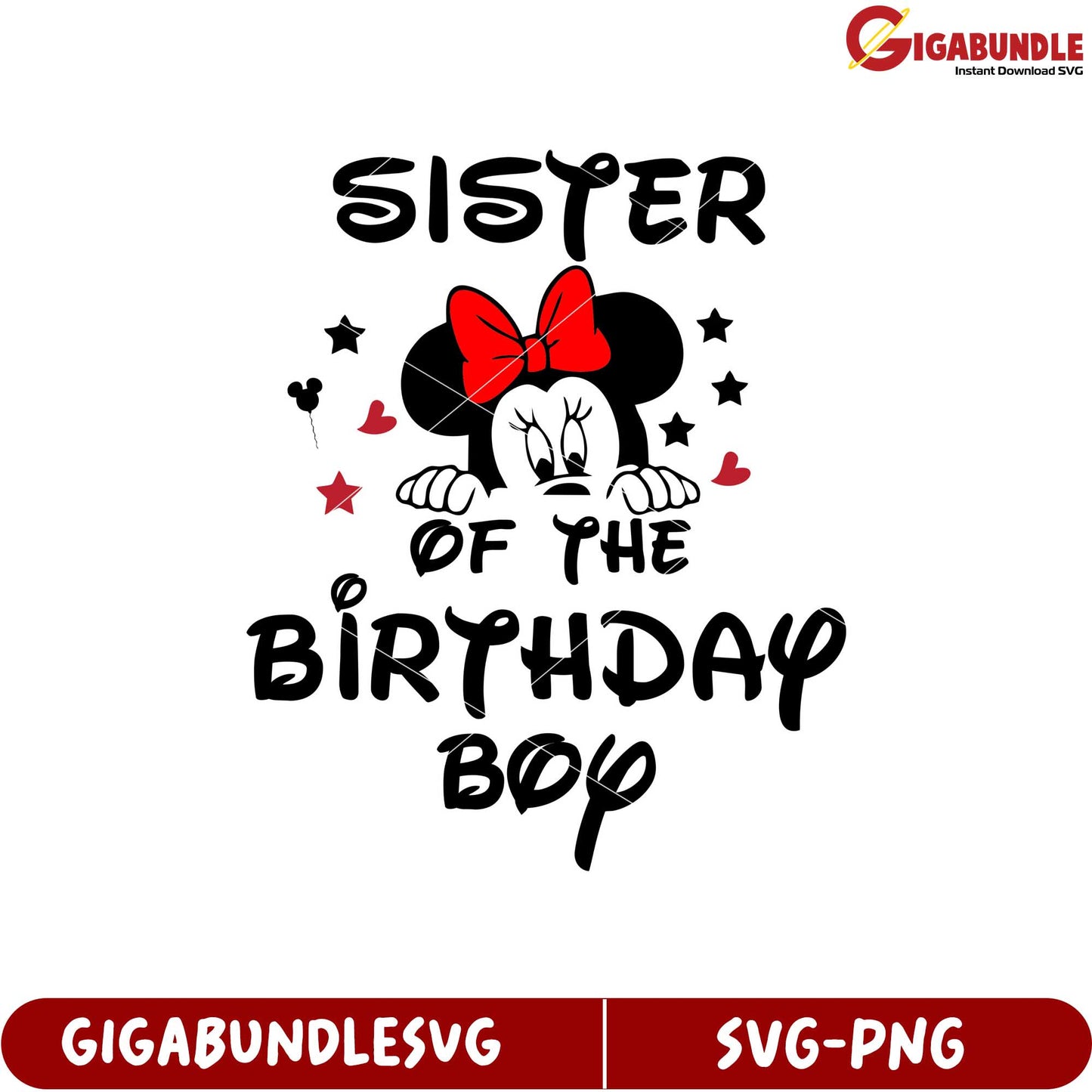 Minnie Mouse Sister of the Birthday Boy SVG Design for Celebrations