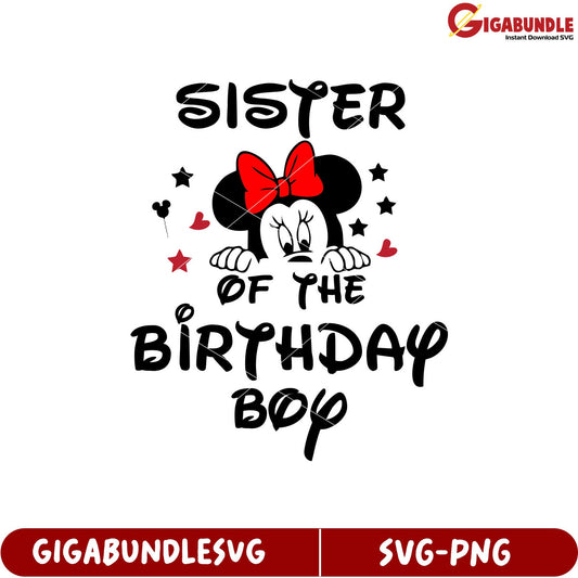 Minnie Mouse Sister of the Birthday Boy SVG Design for Celebrations