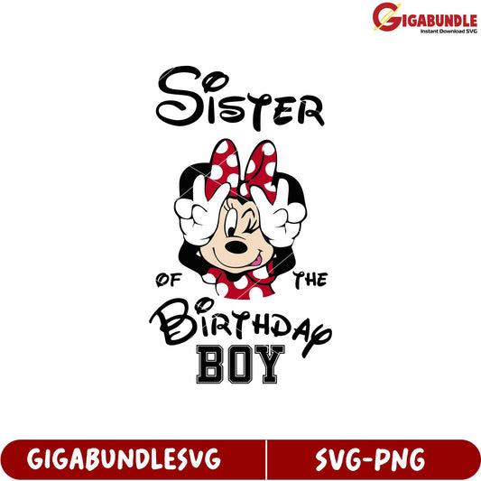 Minnie Mouse Sister of the Birthday Boy SVG Downloadable Design Art