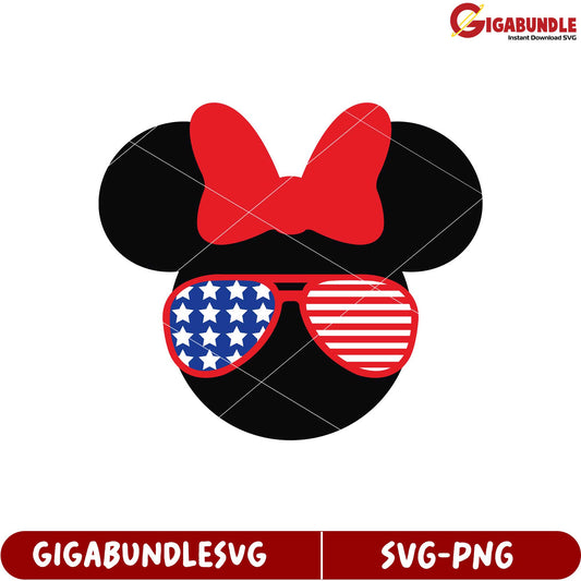 Minnie Mouse Sunglasses SVG Cute American Flag Design for Crafts