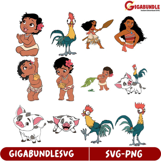 Moana-Inspired SVG Bundle Fun Characters and Elements for Crafts