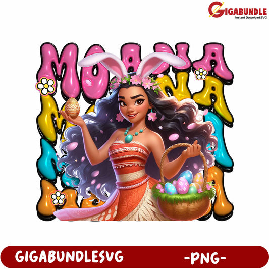 Moana Bunny Easter Celebration PNG Digital Download for Kids