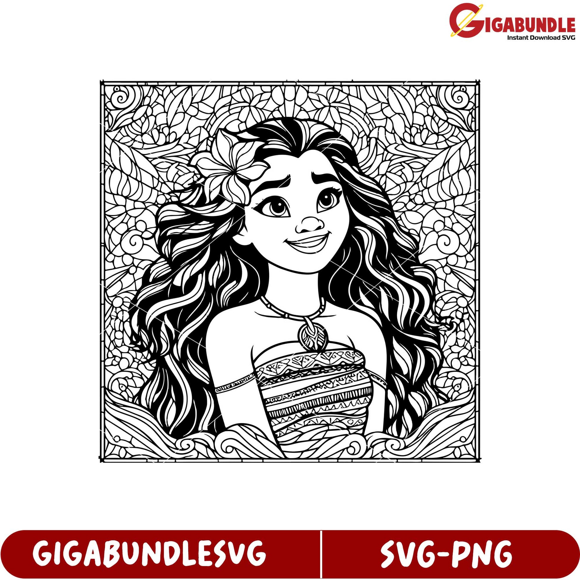 Moana Character SVG Outline Design for Creative Crafting Projects