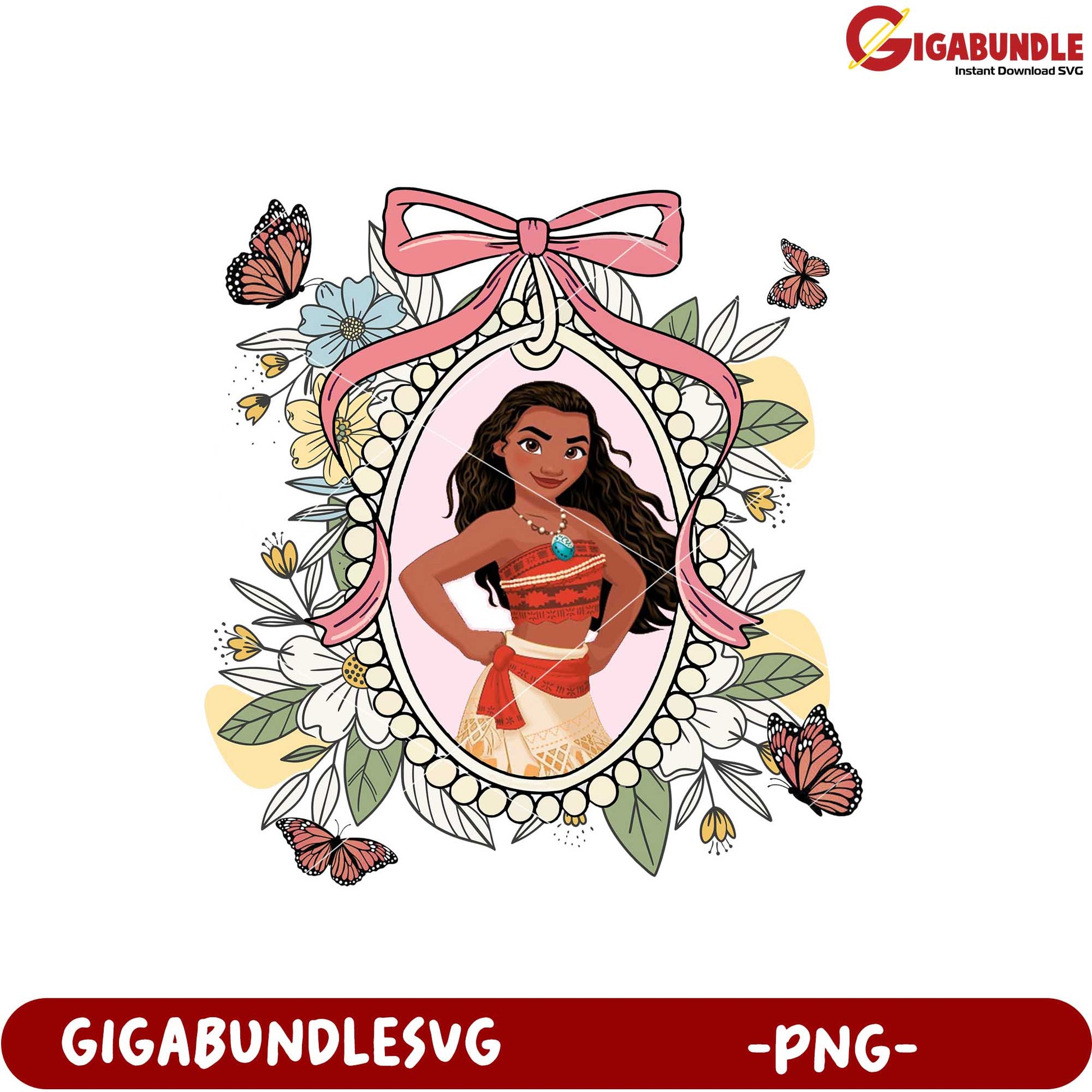 Moana Inspired Floral PNG Art for Kids Decor