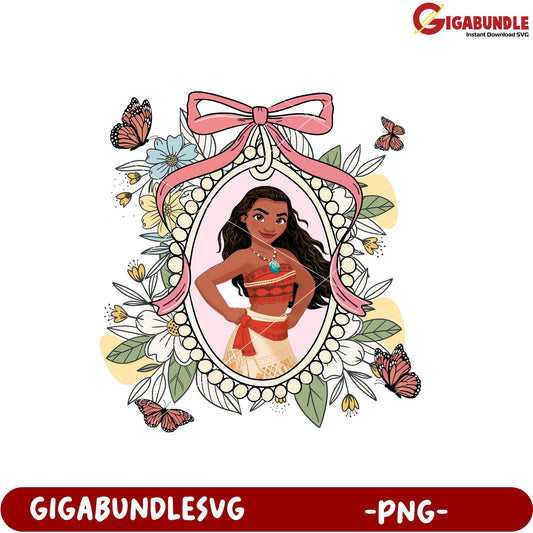 Moana Inspired Floral PNG Art for Kids Decor