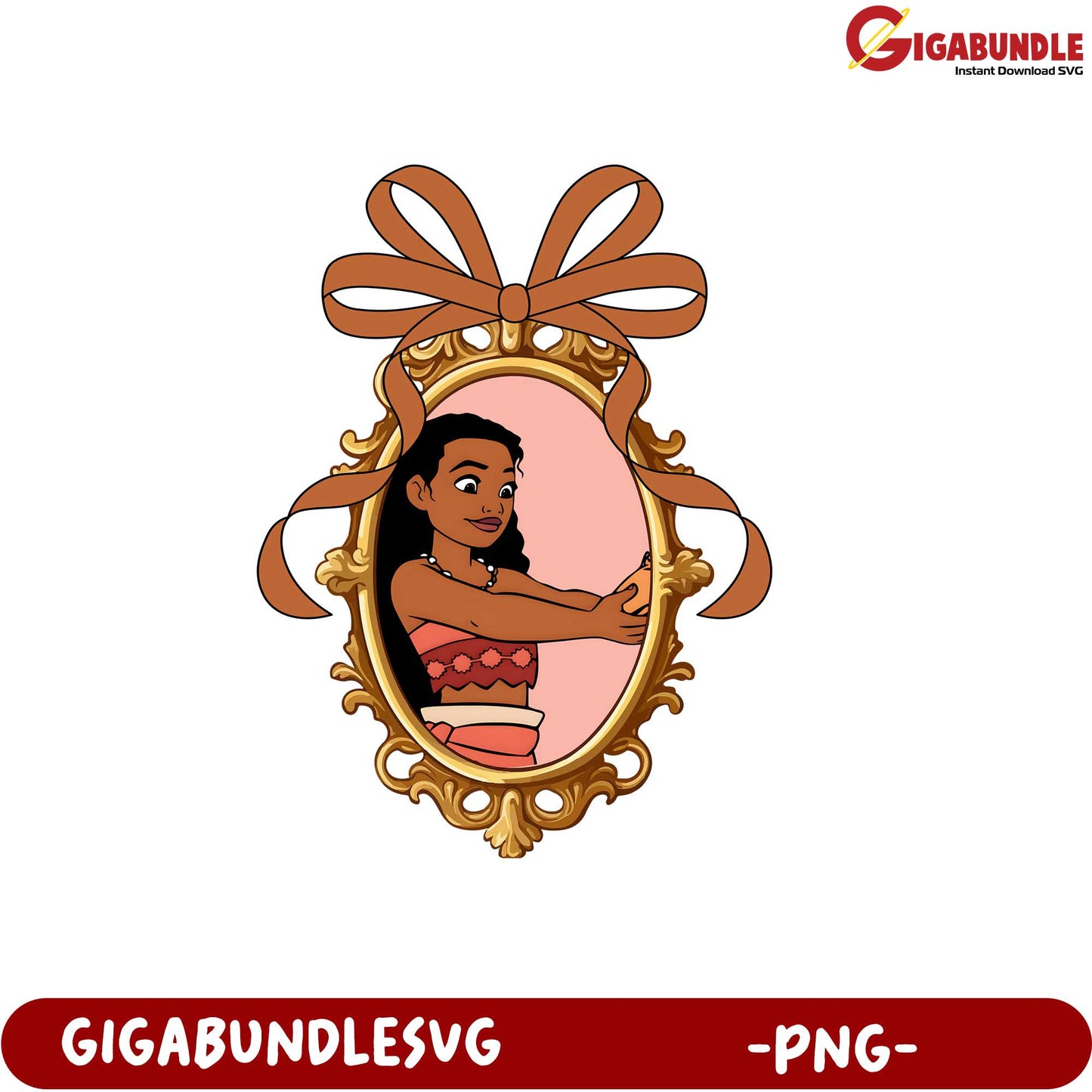 Moana Inspired PNG Character Design with Decorative Frame Artwork