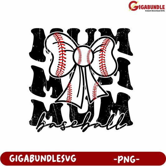 Mom Baseball SVG Design with Bow for Sport Lovers PNG File