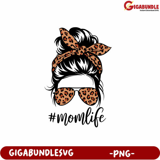 Mom Life Hair Bow Leopard Sunglasses PNG Graphic Design Download
