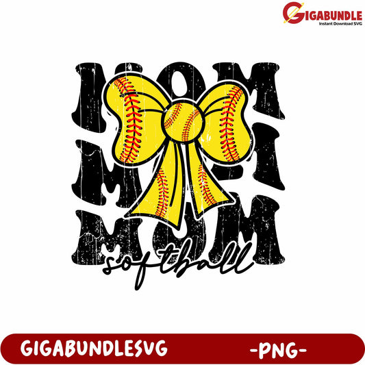 Mom Life Softball Bow PNG Graphic for Sports Enthusiasts 
