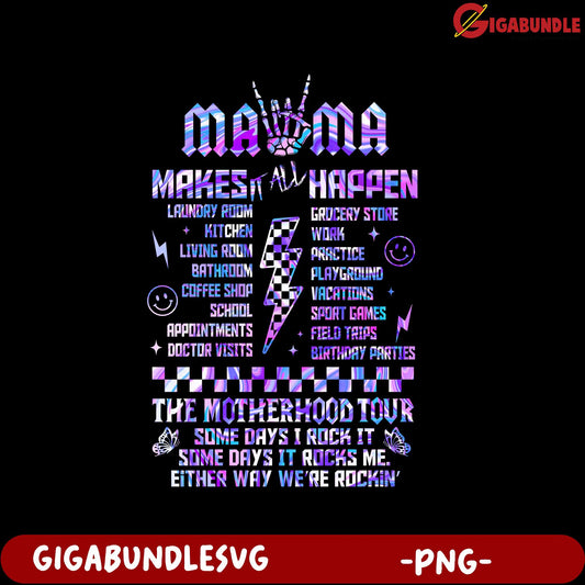 Mom Makes It Happen PNG Design for Mother's Day Gifts