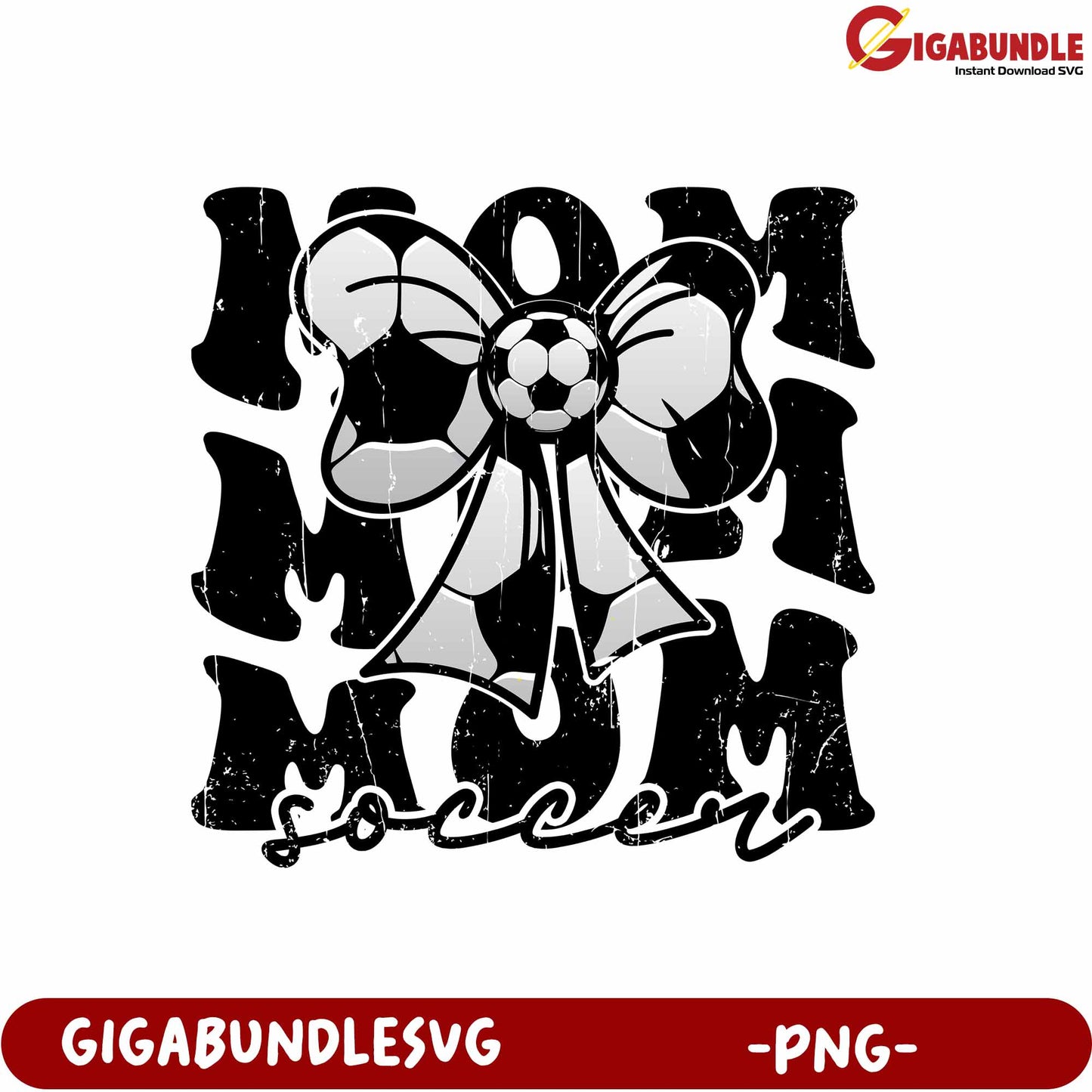 Mom Soccer Design with Bow and Ball for Fun Sports Apparel PNG