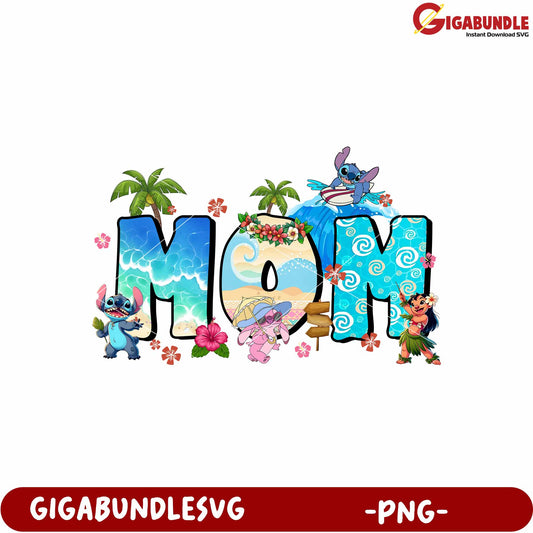 Mom beach design png, summer mom vibes png, seaside mother png