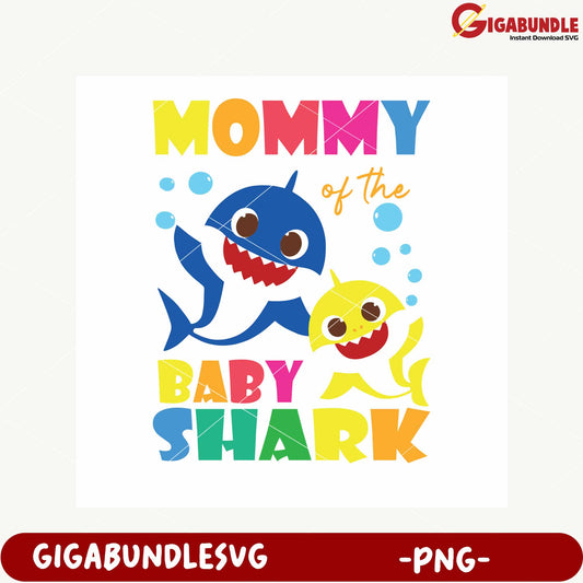 Mommy of Baby Shark Colorful Cartoon PNG Design for Kids
