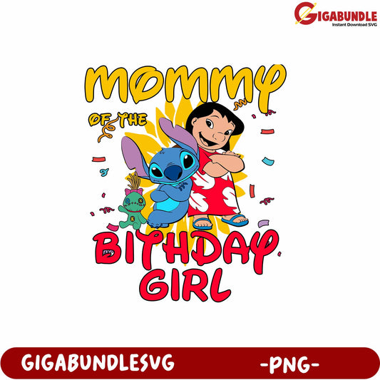 Mommy of the Birthday Girl Cute Design PNG for Celebrations