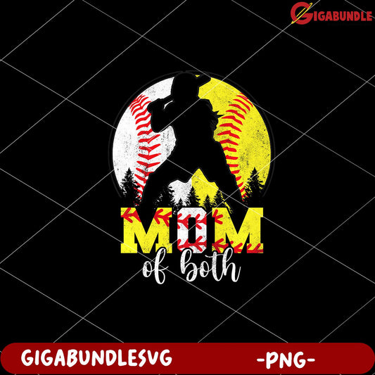 Mom of Both Baseball Unique Design PNG Graphic Art