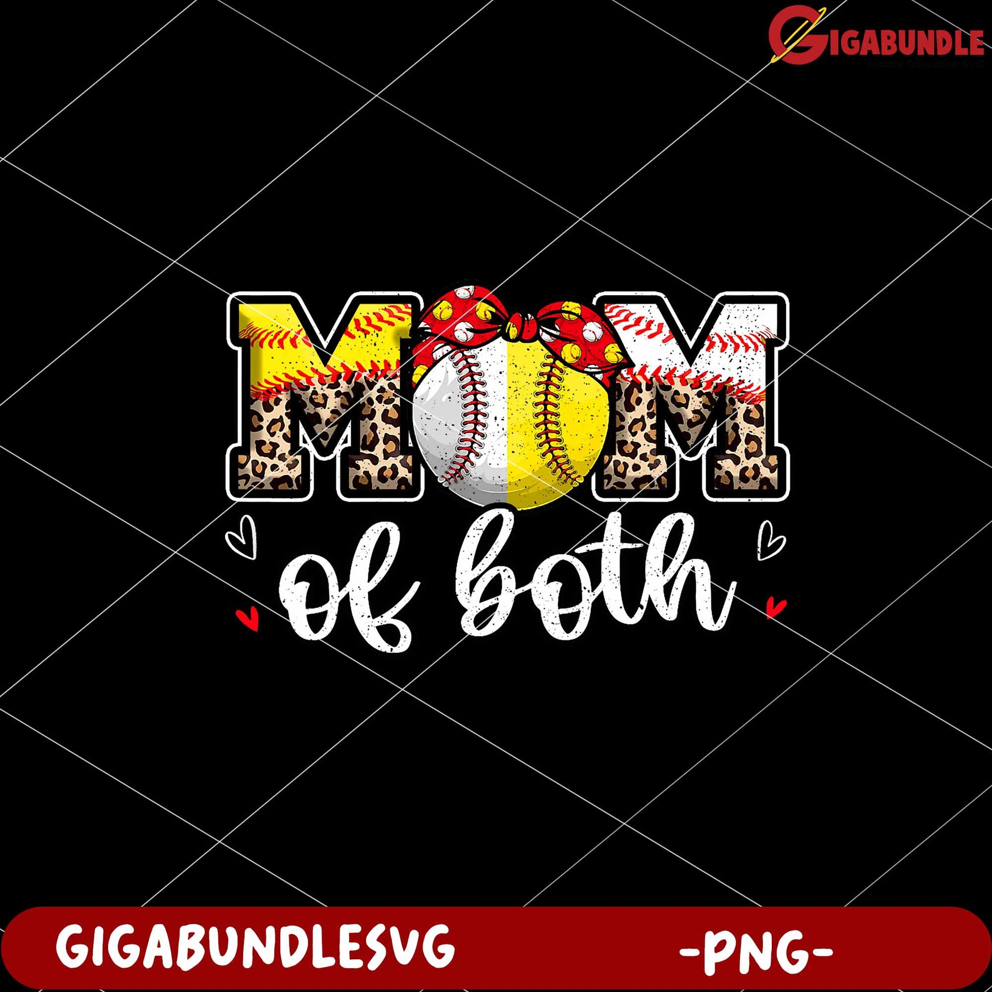 Mom of Both Sports PNG Design for Mother's Day Gifts