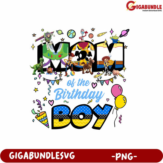 Mom of the Birthday Boy Fun Party PNG Design for Celebrations