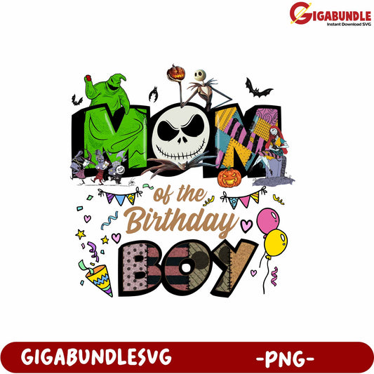 Mom of the Birthday Boy PNG Design for Halloween Party Celebration