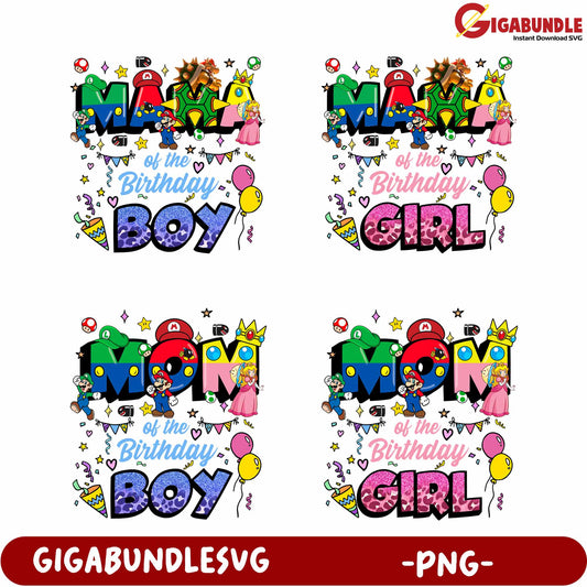 Mom of the Birthday Boy and Girl PNG Design for Party Celebrations