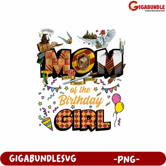 Mom of the Birthday Girl Fun Colorful PNG Design for Celebration