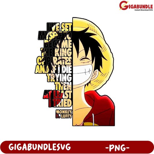 Monkey D Luffy Statement Artwork for Pirates Enthusiasts PNG