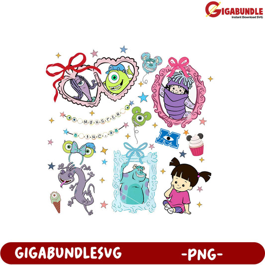 Monsters Cartoon Art PNG Design for Kids Crafts