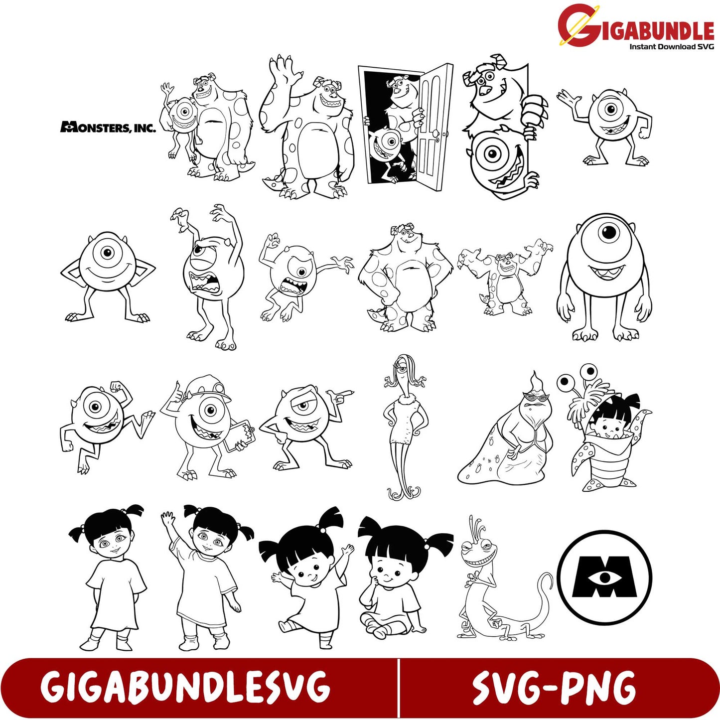 Monsters Inc. SVG Bundle - Fun Character Designs for Crafts