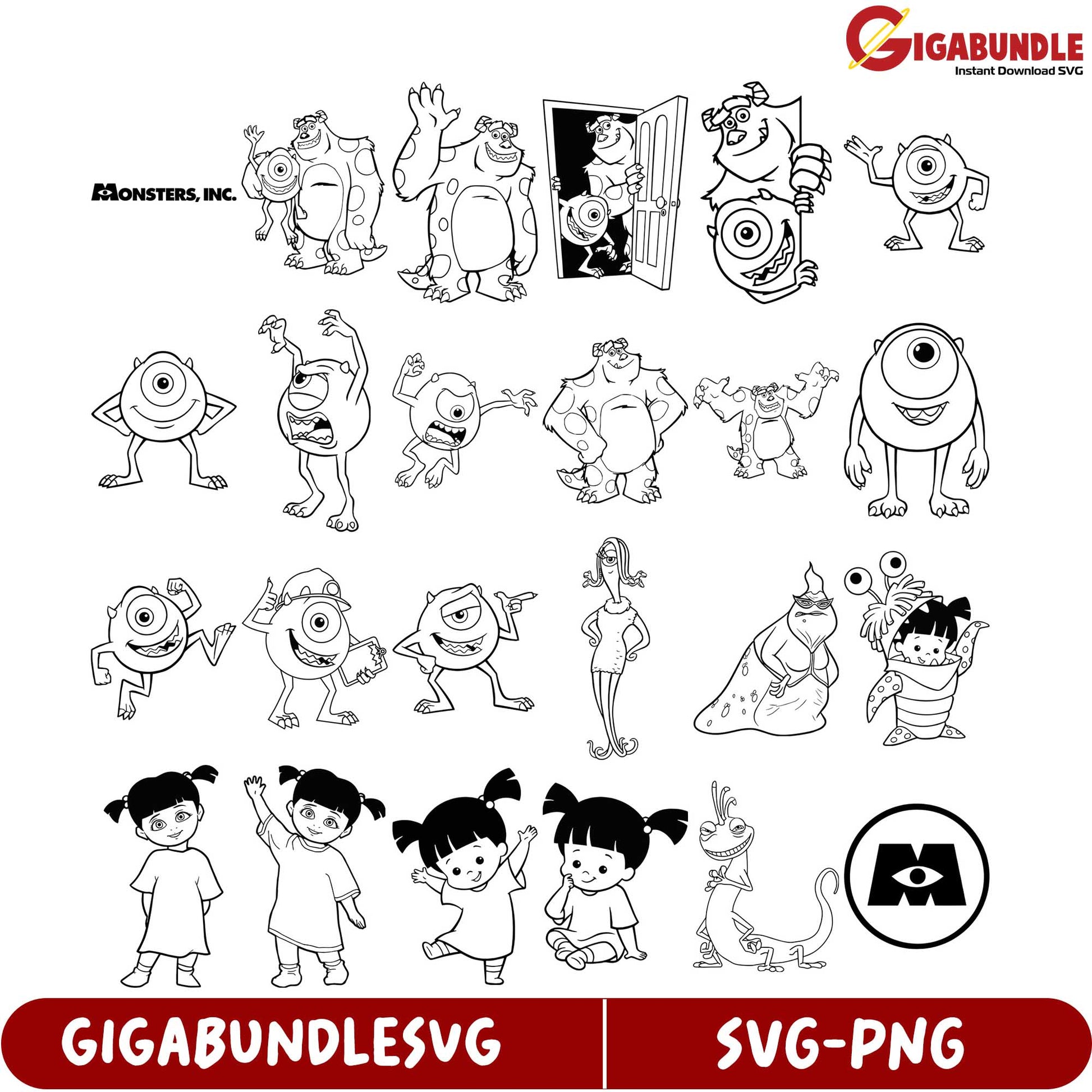 Monsters Inc. SVG Bundle - Fun Character Designs for Crafts