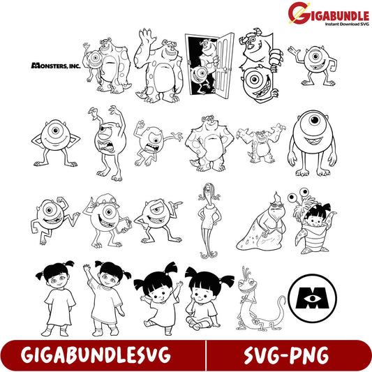 Monsters Inc. SVG Bundle - Fun Character Designs for Crafts