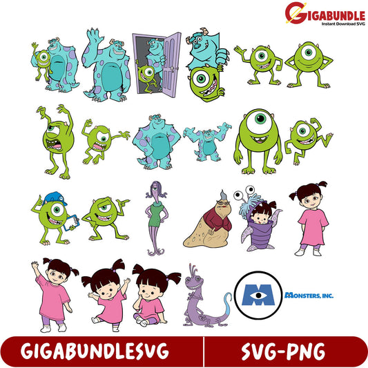 Monsters Inc. SVG Bundle - Fun & Versatile Character Designs