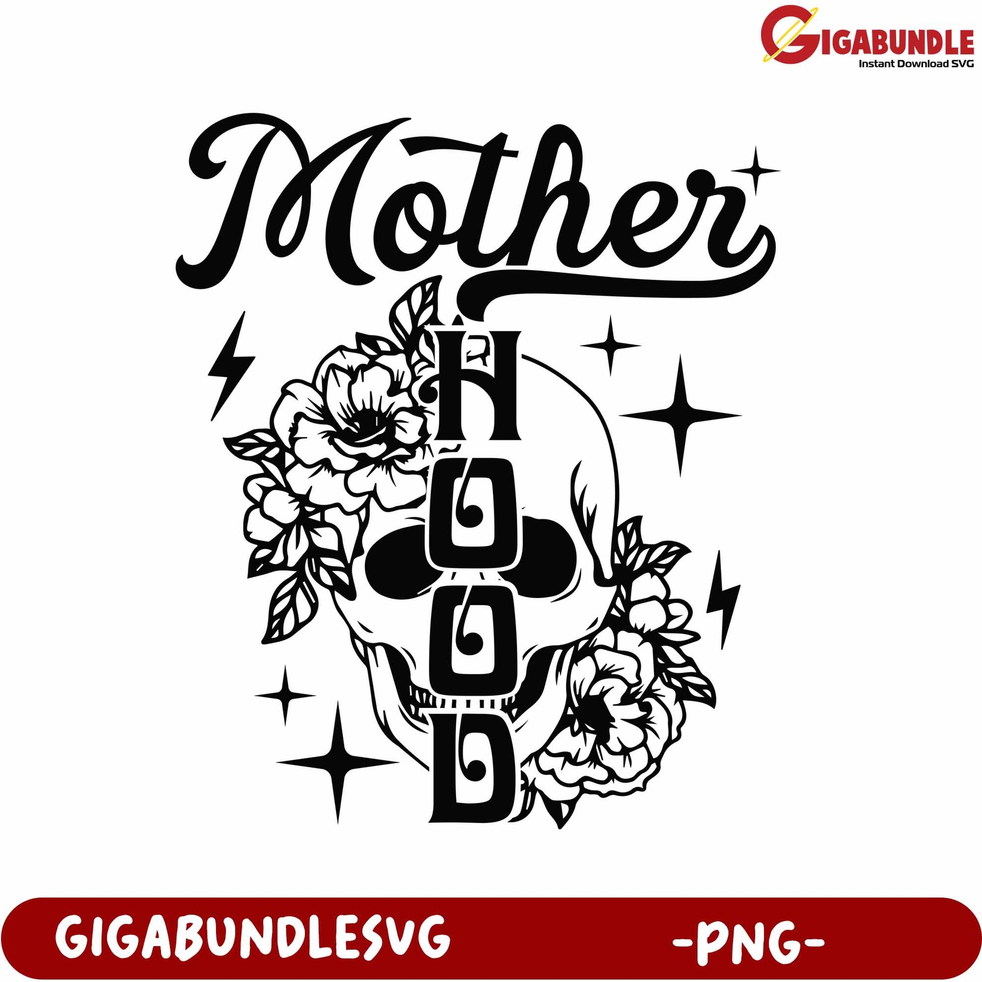 Motherhood Floral Skull Design PNG for Creative Projects