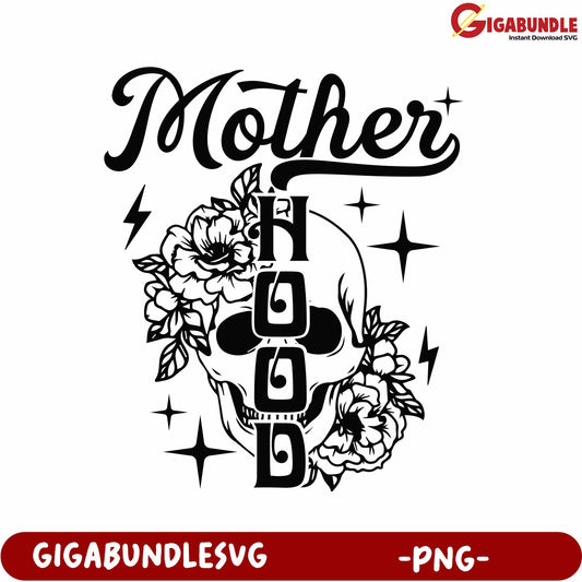 Motherhood Floral Skull Design PNG for Creative Projects