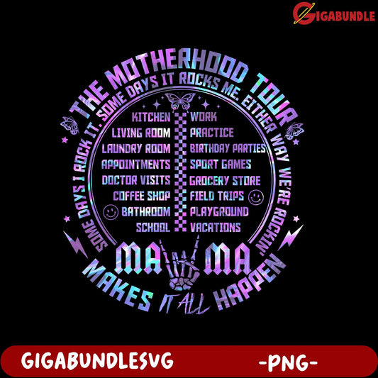 Motherhood Tour Design PNG – Celebrating the Joys of Parenting