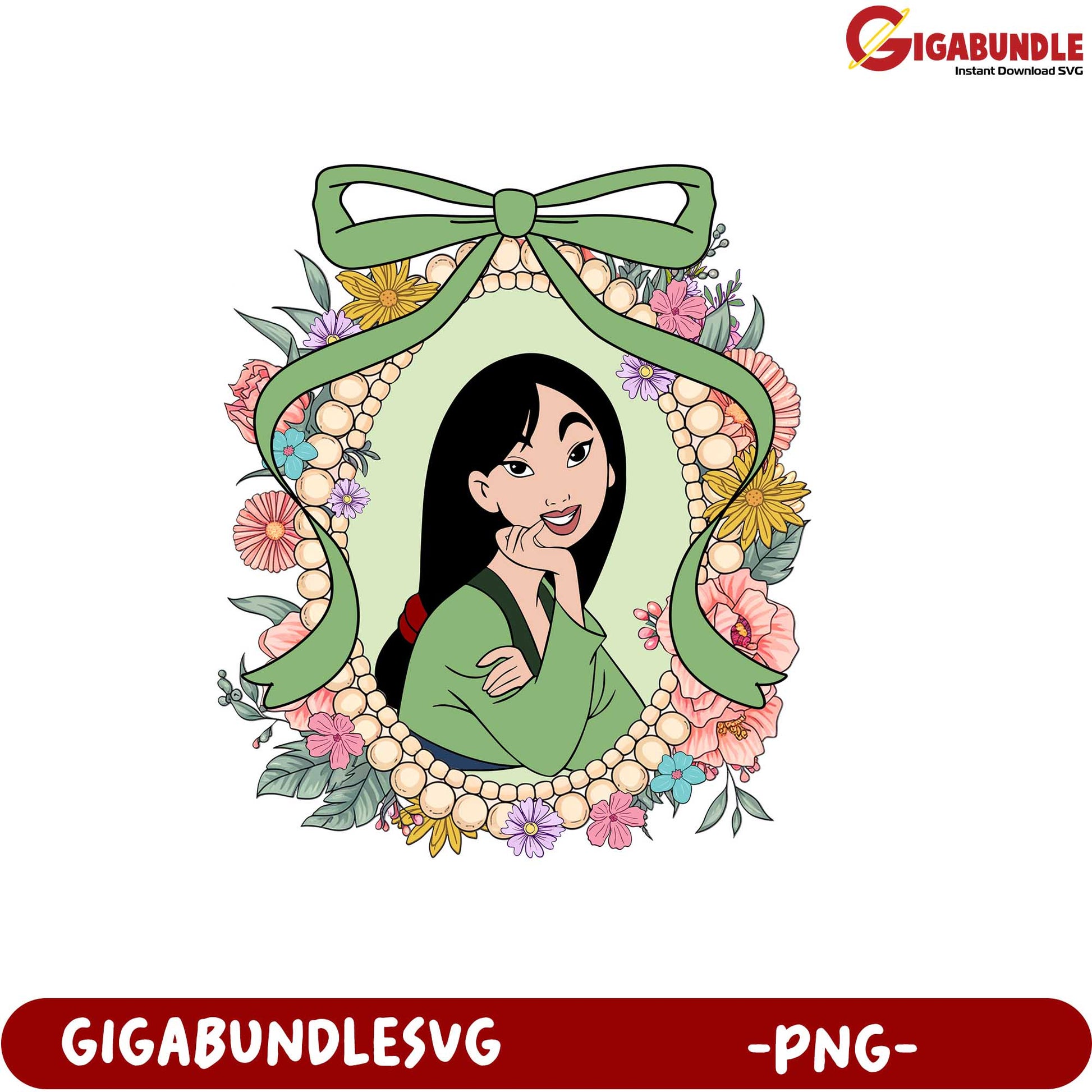 Mulan Floral Frame PNG Artwork for Home Decor Craft Projects