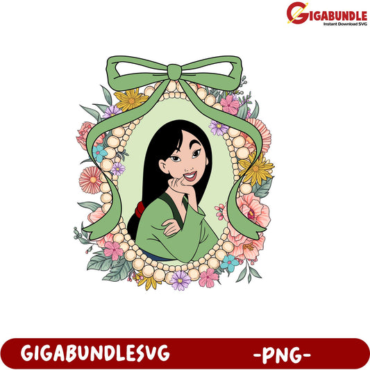 Mulan Floral Frame PNG Artwork for Home Decor Craft Projects